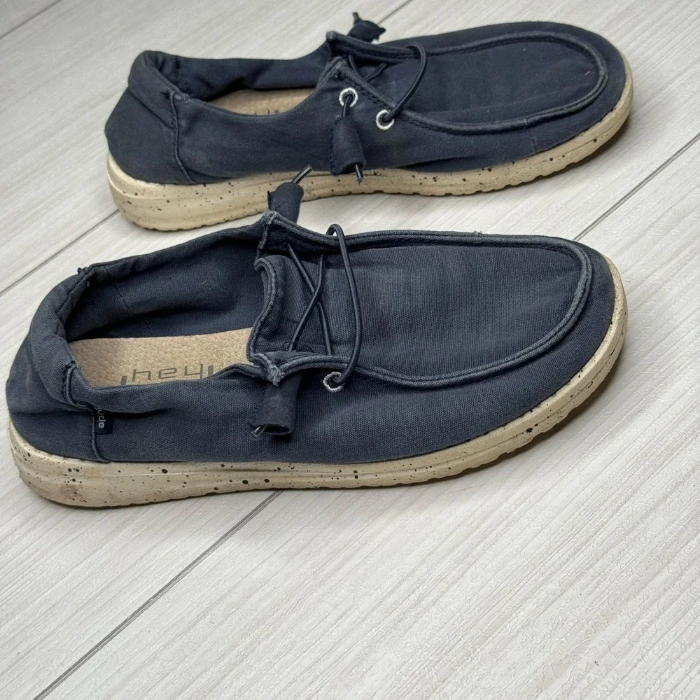 Hey Dude Women's Wendy‎ Casual Shoes Loafers Canvas Navy Blue Comfort Size 5